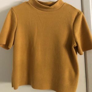 Zara mustard yellow mock turtleneck crop